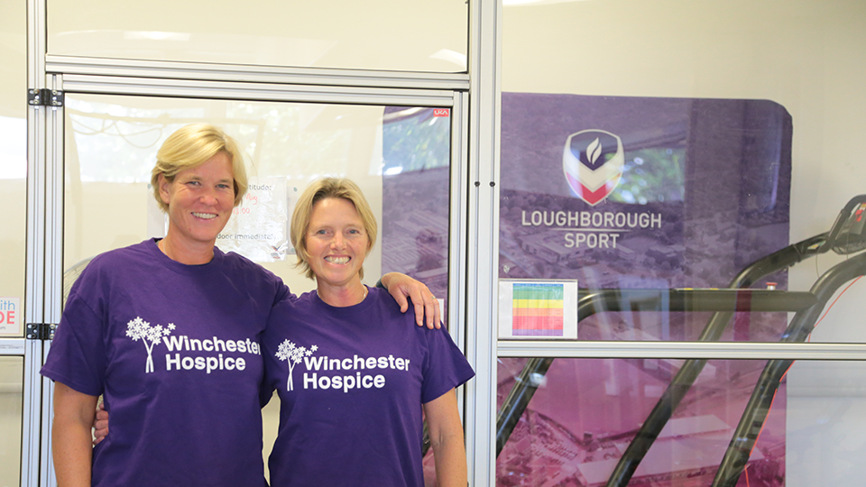 two women wearing Winchester Hospice t-shirts